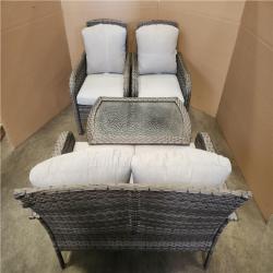 Phoenix Toject Denali Gray 4-Piece 4-Seat Wicker Modern Outdoor Patio Conversation Sofa Seating Set with Light Gray Cushions