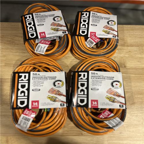 NEW! - RIDGID 50 ft. 14/3 Extension Cord, Orange and Gray - (4 UNITS)