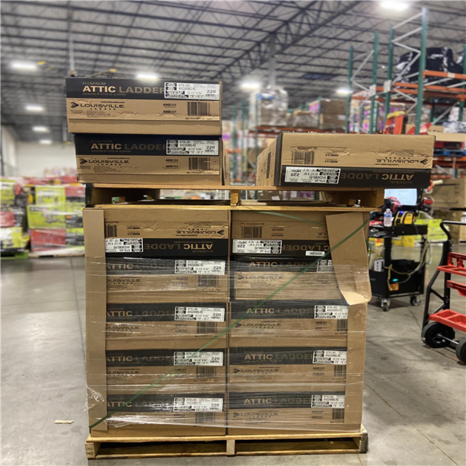 DALLASLOCATION - Louisville Ladder Energy Efficient 7 ft. 8 in. to 10 ft. 3 in.  22.5 in. x 54 in. Insulated Aluminum Attic Ladder  375 lbs. Load Capacity - 13 UNITS