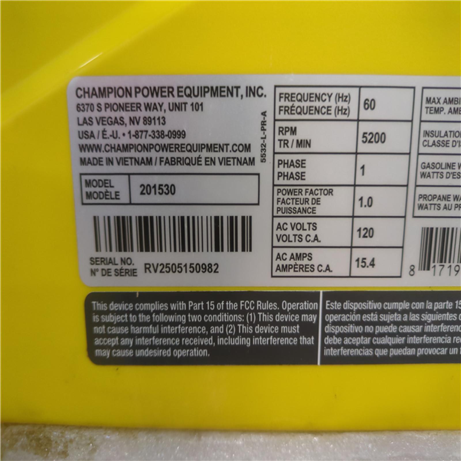 CALIFORNIA AS-IS CHAMPION PORTABLE POWER GENERATOR