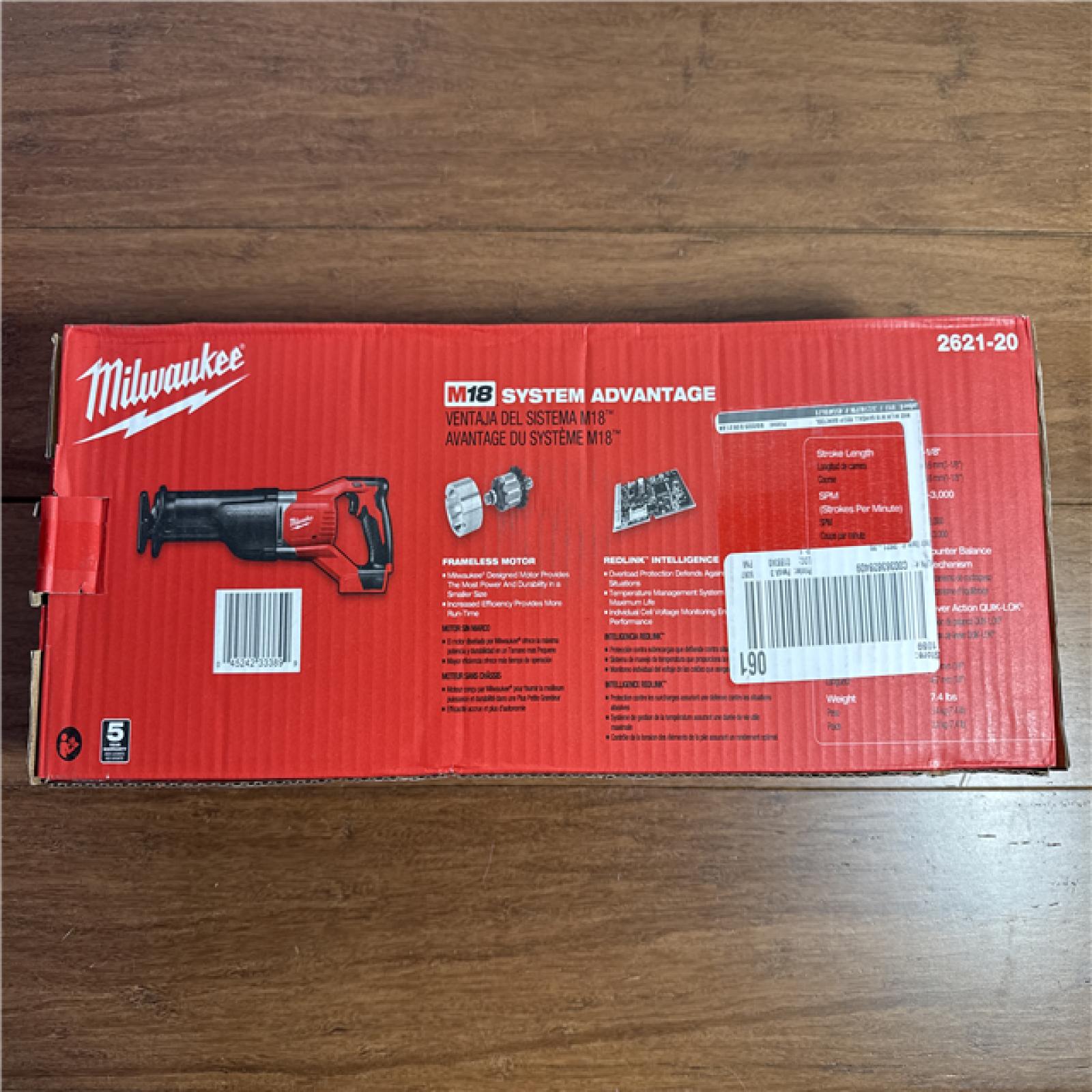 California NEW Milwaukee Sawzall M18 Cordless Recip Saw (Tool Only)