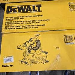 AS-IS DEWALT 15 Amp Corded 12 in. Double Bevel Sliding Compound Miter Saw, Blade Wrench and Material Clamp
