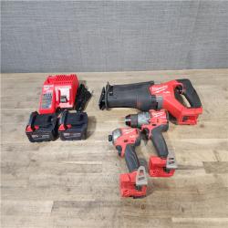 HOUSTON LOCATION - AS-IS MILWAUKEE 3 TOOL COMBO KIT W/ (2) BATTERY & CHARGER