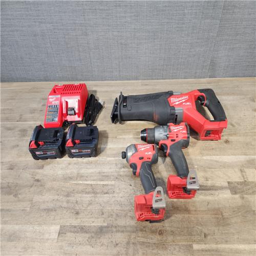 HOUSTON LOCATION - AS-IS MILWAUKEE 3 TOOL COMBO KIT W/ (2) BATTERY & CHARGER