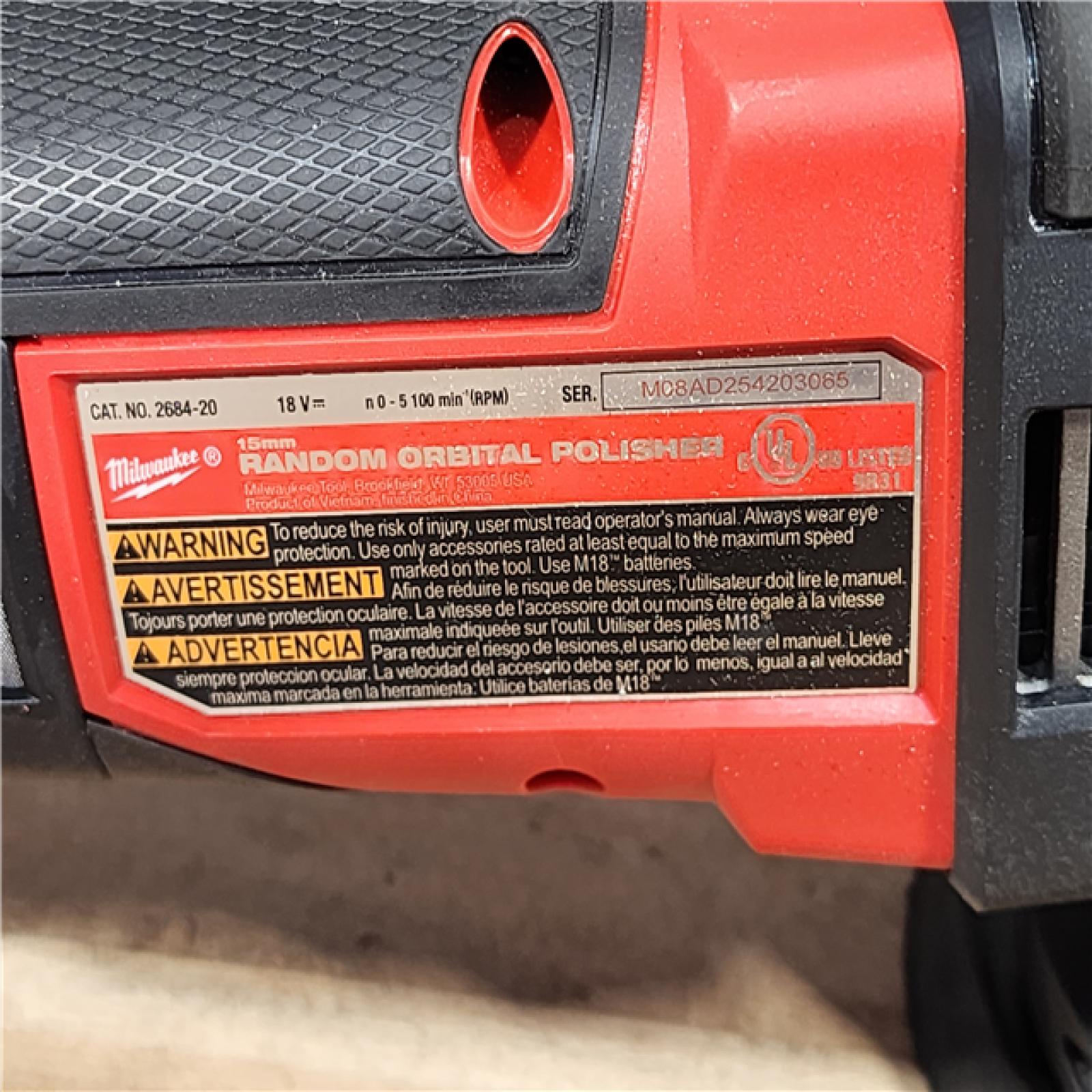 HOUSTON LOCATION - AS-IS Milwaukee FUEL18V Lithium-Ion Brushless Cordless 15MM DA Polisher (Tool-Only)