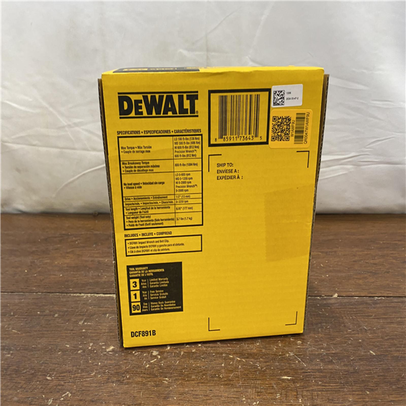 NEW  DEWALT 20-Volt MAX XR Cordless 1/2 in. Impact Wrench (Tool-Only) (DCF891B)