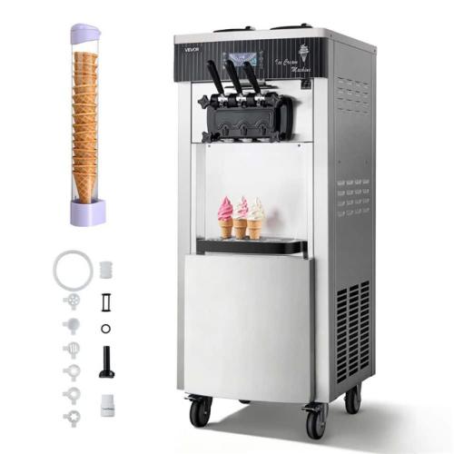 Phoenix Appears NEW VEVOR 2200W Commercial Soft Ice Cream Machine Pre-Cooling 12.68 qt. 3-Flavors 20-28L/H Yield Auto Clean Stainless Steel (Blemishes)