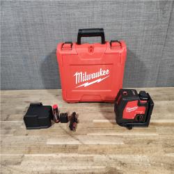 HOUSTON LOCATION - AS-IS Milwaukee Green 100 ft. Cross Line and Plumb Points Rechargeable Laser Level