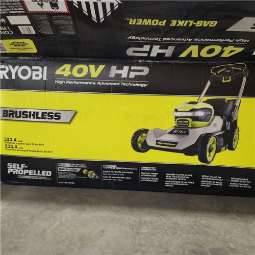 Dallas Location - As-Is  RYOBI 40V HP Brushless 21 in. Cordless BatterySelf-Propelled Lawn Mower with (2) 6.0 Ah Batteries and Charger-Appears Like New Condition