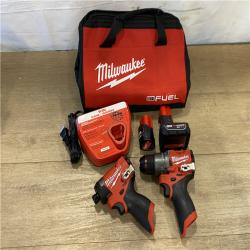 AS-IS Milwaukee FUEL 12-Volt Lithium-Ion Brushless Cordless Hammer Drill and Impact Driver Combo Kit