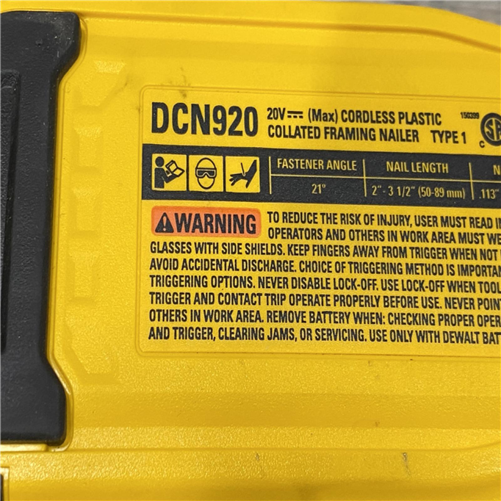 AS-IS DEWALT 20-Volt 21° Cordless Framing Nailer (Tool-Only)