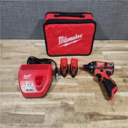 HOUSTON LOCATION - AS - IS Milwaukee M12 FUEL 12-Volt Lithium-Ion Brushless Cordless 1/4 in. Hex 2-Speed Screwdriver Kit W/(2) 2.0h Batteries & Hard Case