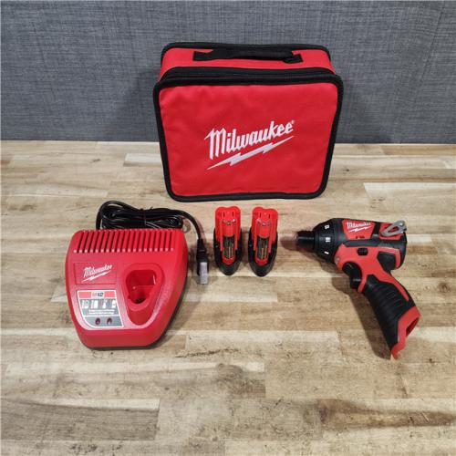 HOUSTON LOCATION - AS - IS Milwaukee M12 FUEL 12-Volt Lithium-Ion Brushless Cordless 1/4 in. Hex 2-Speed Screwdriver Kit W/(2) 2.0h Batteries & Hard Case