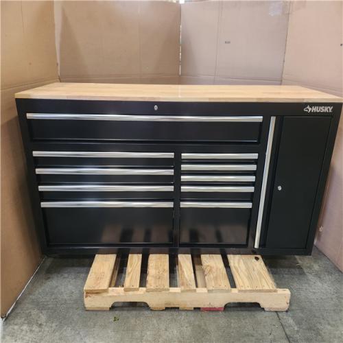 Phoenix LIKE NEW Husky Standard Duty 72 in. W x 20 in. D 10-Drawer Gloss Black Mobile Workbench Cabinet with Solid Wood Top