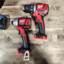HOUSTON LOCATION - AS-IS Milwaukee 18V Cordless Brushed 2 Tool Drill/Driver and Impact Driver Kit