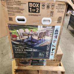 Phoenix Hampton Bay Laurel Oaks Dark Brown 7-Piece Metal Outdoor Dining Set with Cushion Guard Putty Cushions