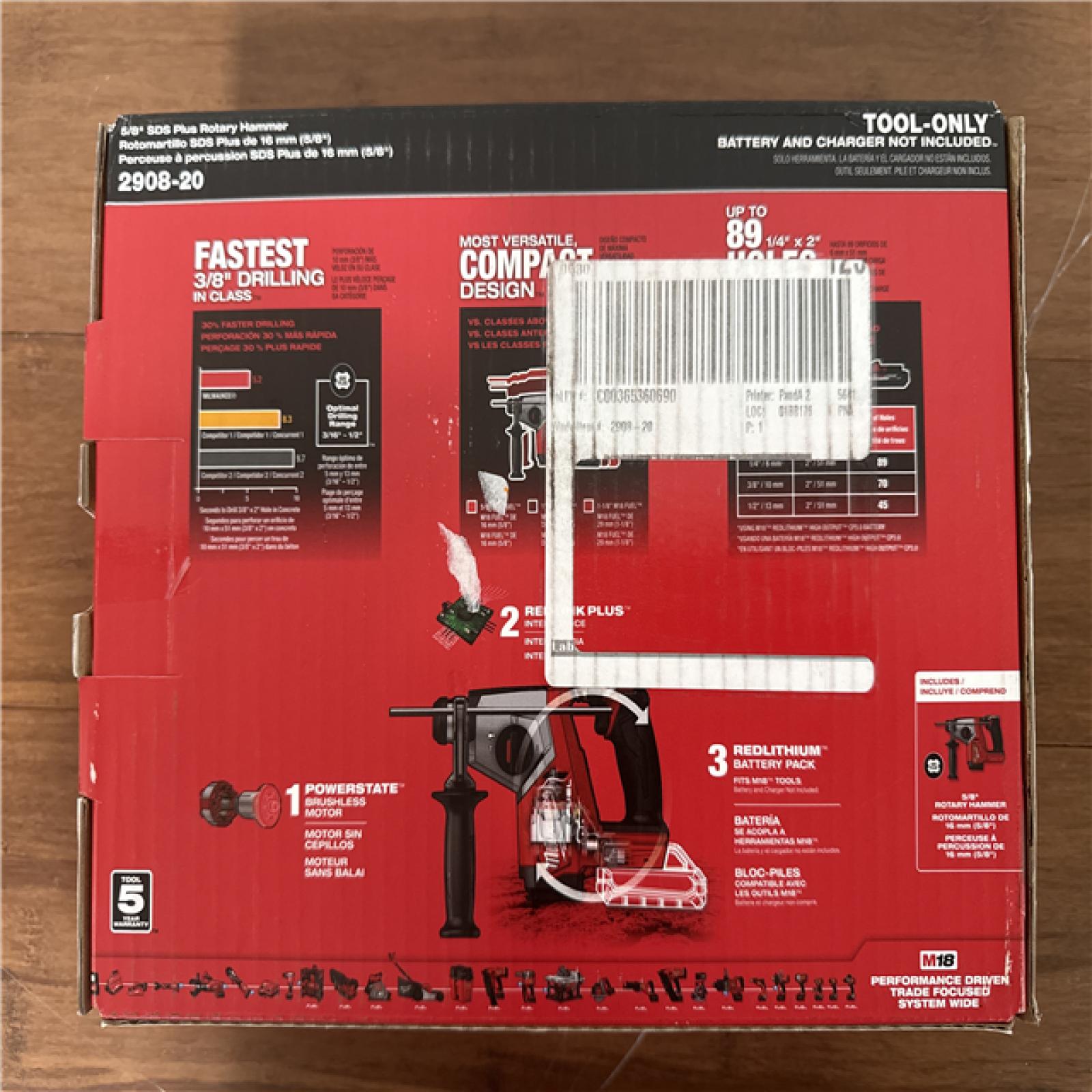 California NEW Milwaukee 5/8 SDS Plus Rotary Hammer (Tool Only)