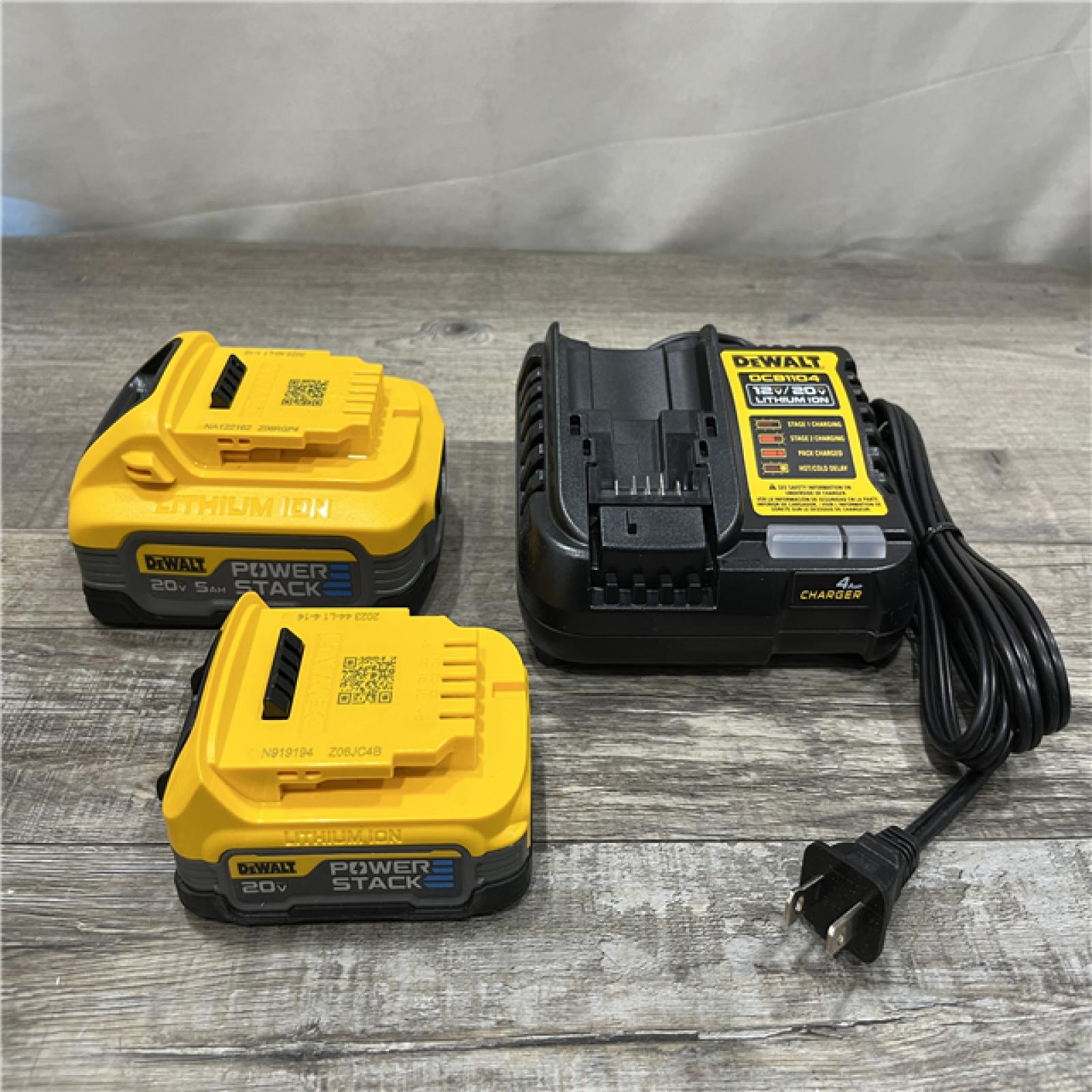 AS-IS DEWALT 20V MAX XR POWERSTACK Lithium-Ion Battery Starter Kit with 5.0Ah and 1.7Ah Batteries and Charger