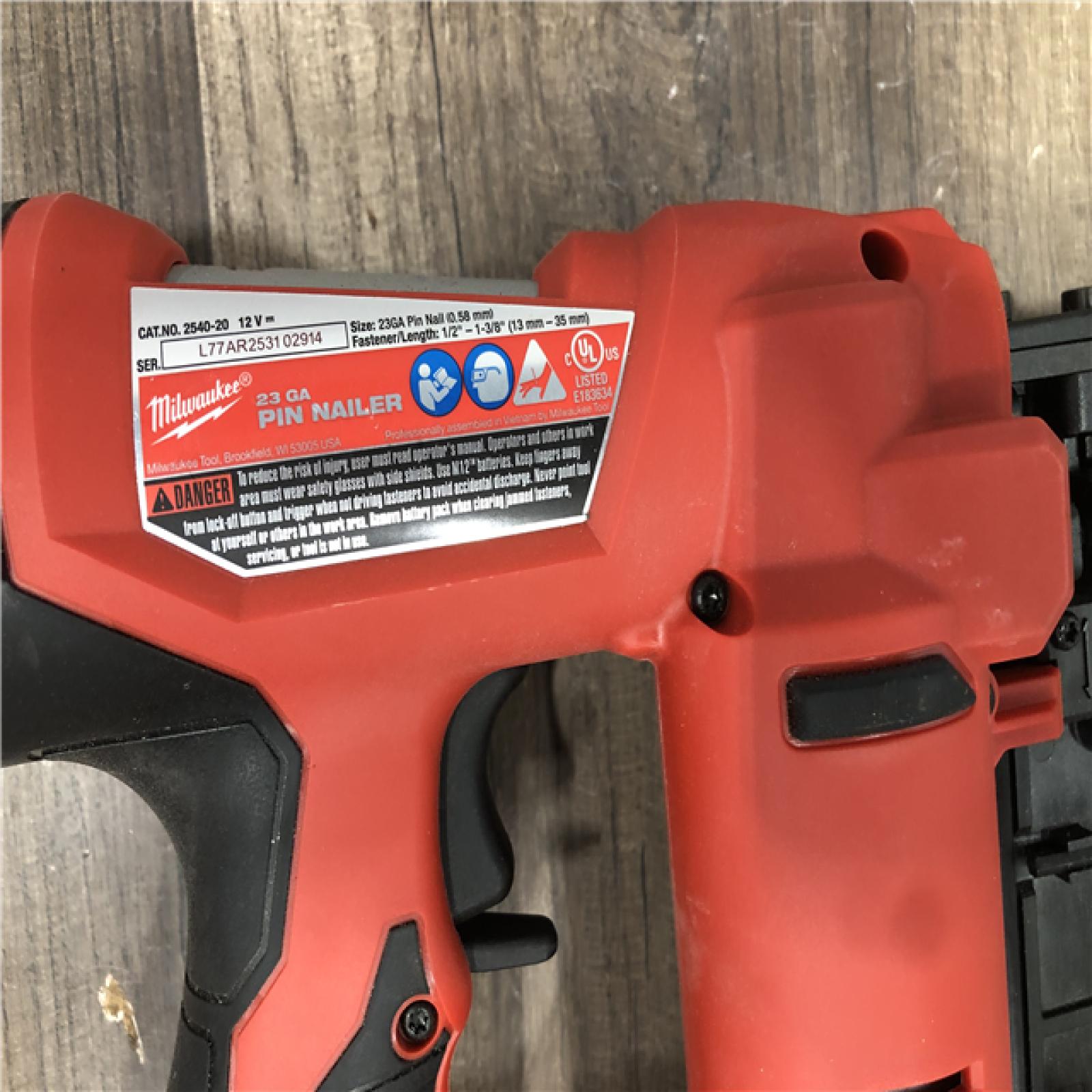 AS-IS Milwaukee 12-Volt 23-Gauge Lithium-Ion Cordless Pin Nailer (Tool-Only)