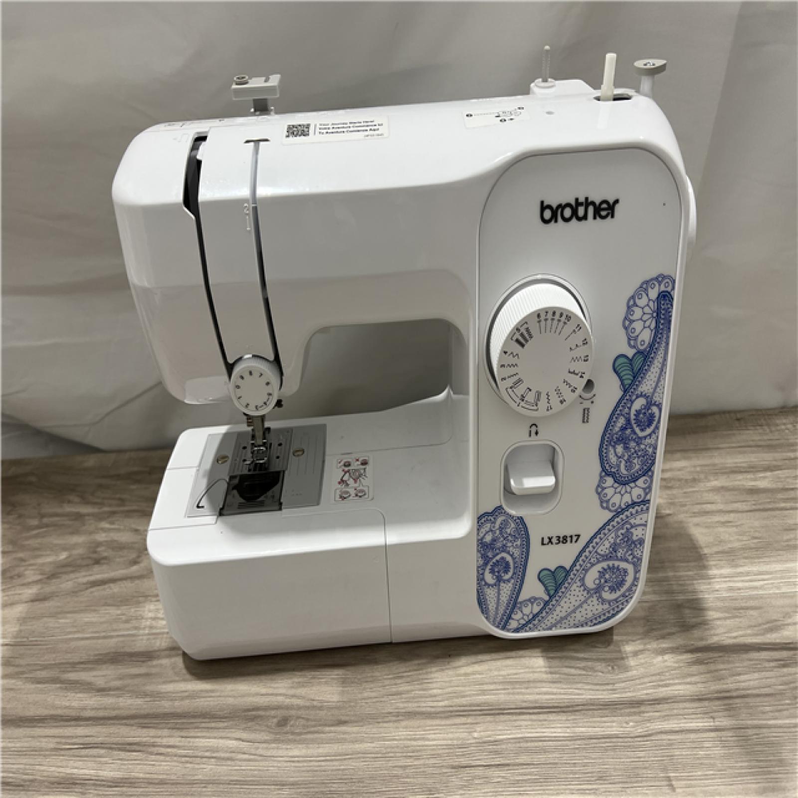 AS-IS Brother LX3817 Reliable Beginner Full-Size Sewing Machine with 17 Built-In Stitches - White