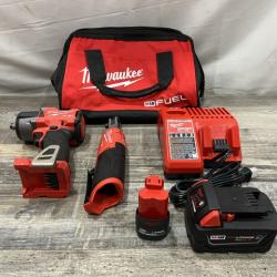 AS-IS Milwaukee FUEL 18V Cordless Mid Torque 1/2 in. Impact Wrench w/ 12 FUEL 3/8 in. Ratchet Combo Kit
