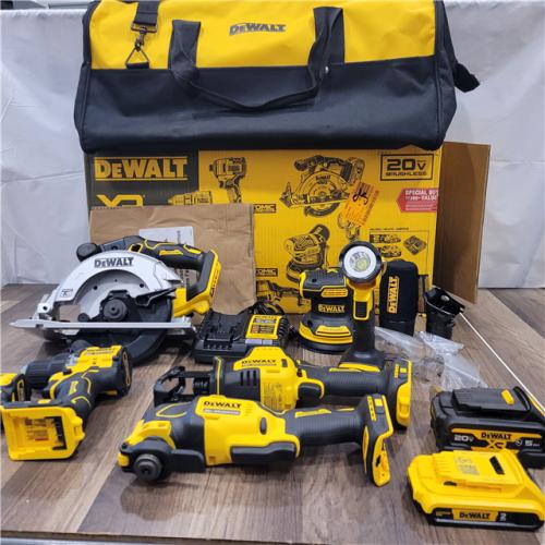 AS-IS DEWALT 20-Volt MAX Lithium-Ion Cordless 7-Tool Combo Kit with 2.0 Ah Battery, 5.0 Ah Battery and Charger