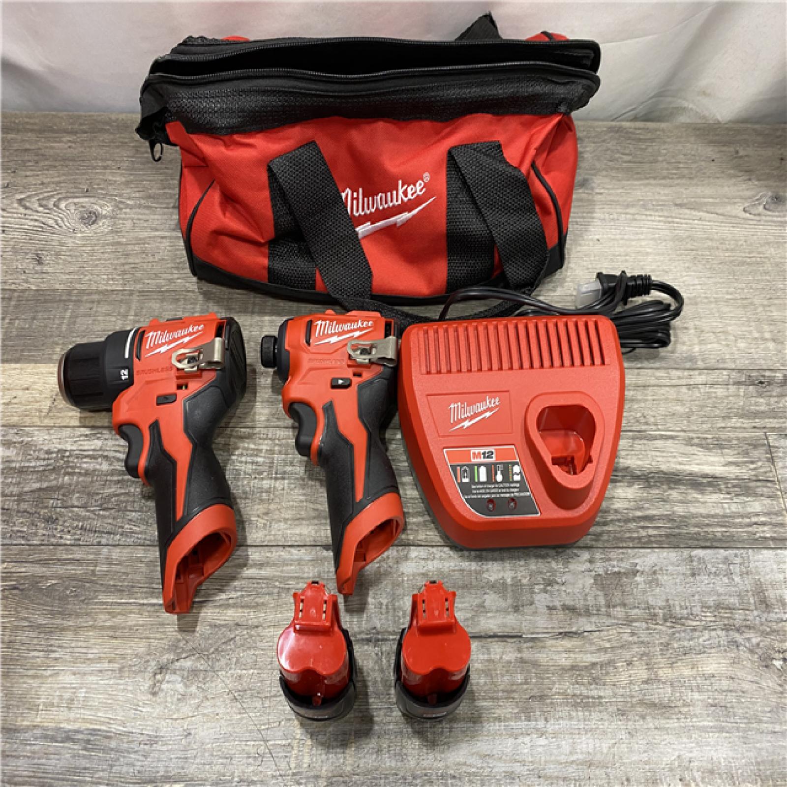 AS-IS Milwaukee 12-Volt Lithium-Ion Brushless Cordless Subcompact Drill and Impact Driver Combo Kit
