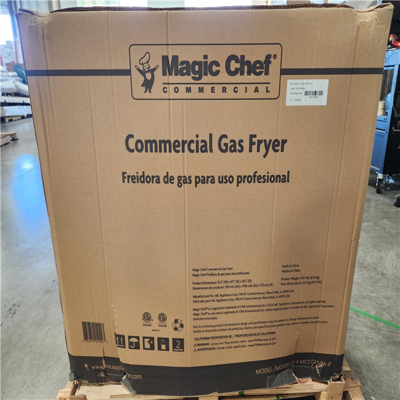 Phoenix NEW Magic Chef 35 Qt. 50 lb. Stainless Steel Commercial Propane Gas Fryer - 120,000 BTU (SEALED)