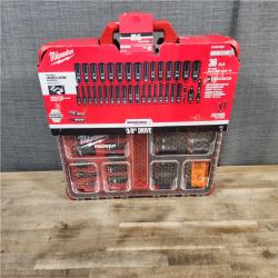 HOUSTON LOCATION - AS-IS (APPEARS LIKE NEW) Milwaukee 49666805  3/8  Impact Duty Socket Wrench & Set  36 Piece