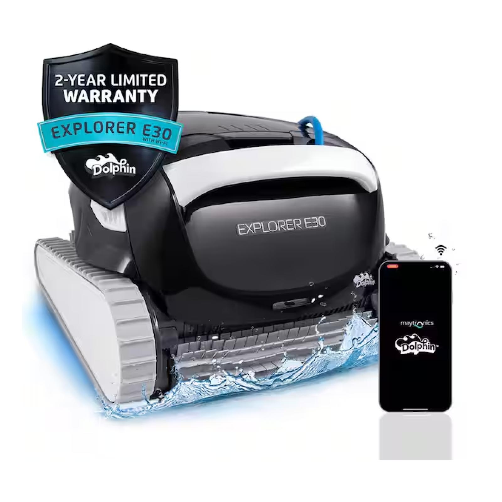 NEW! - Dolphin Explorer E30 Robotic Vacuum Pool Vacuum with Wi-Fi Control Ideal for All Pool Types