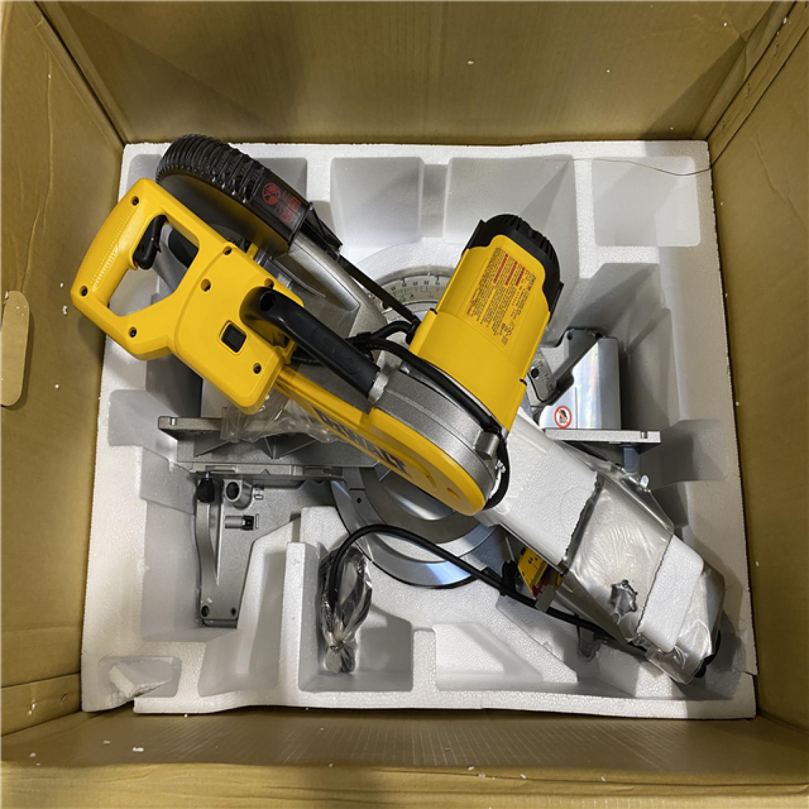 Dallas Location - As-Is 	DEWALT 15 Amp Corded 12 in. Double Bevel Sliding Compound Miter Saw(Like New Condition)