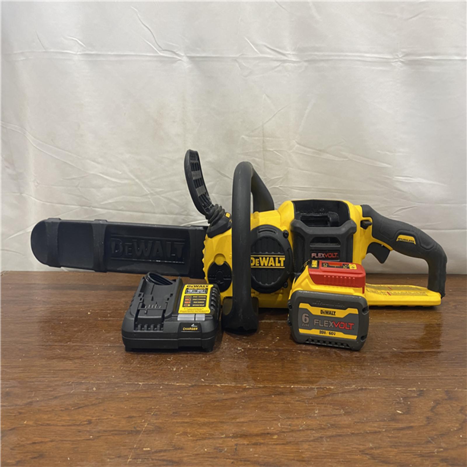 AS-IS DEWALT  FLEXVOLT 60V MAX 16in. Brushless Cordless Battery Powered Chainsaw Kit with (1) FLEXVOLT 2 Ah Battery & Charger