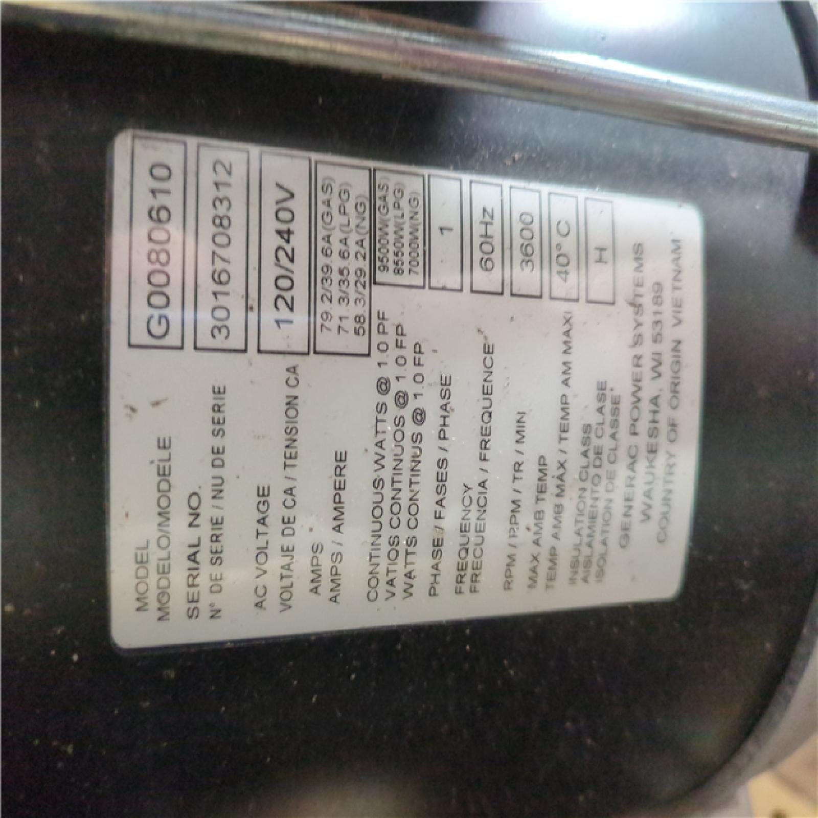 CALIFORNIA AS-IS GENERAC GENERATOR