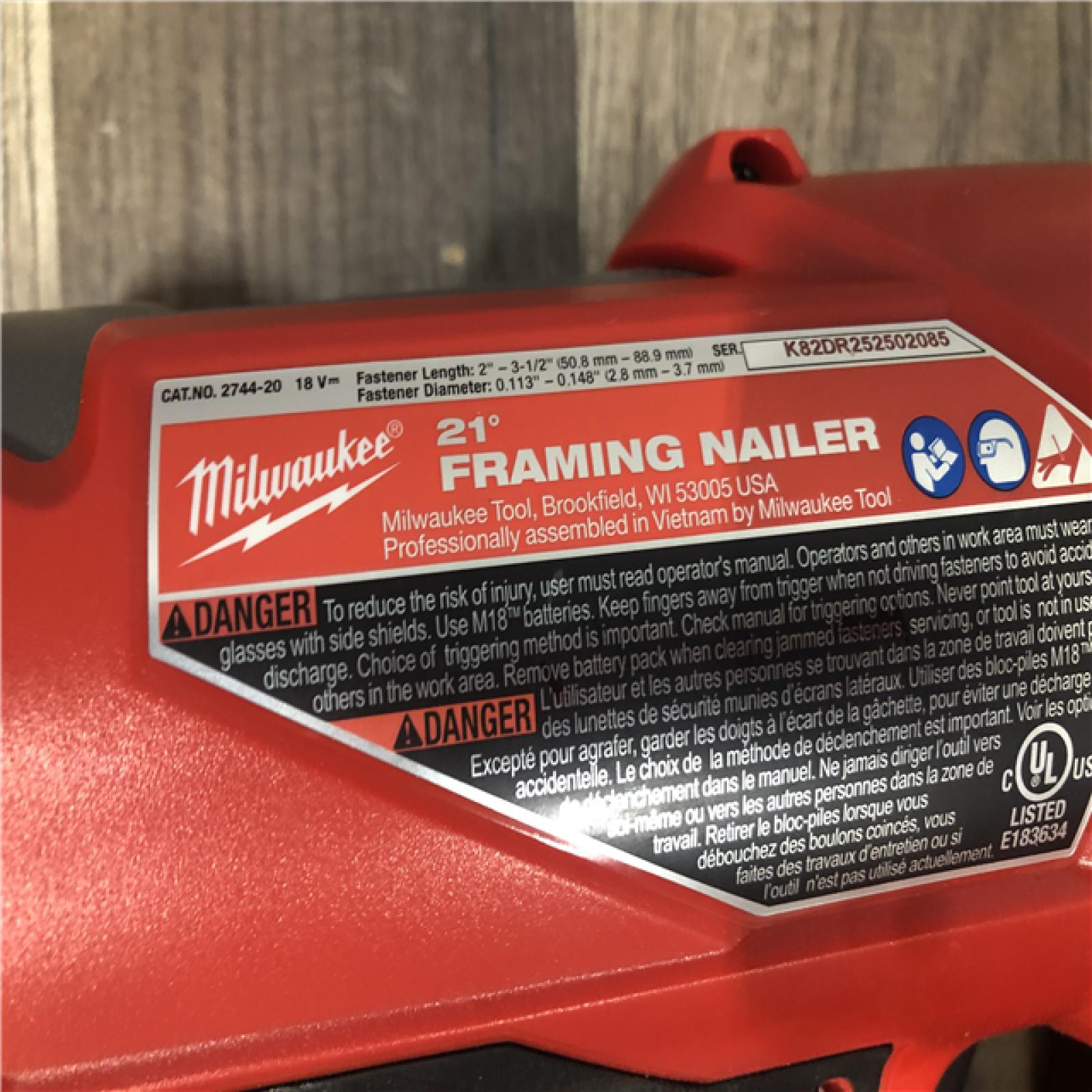 AS-IS Milwaukee  FUEL 3-1/2 in. 18-Volt 21-Degree Lithium-Ion Brushless Cordless Framing Nailer (Tool-Only)