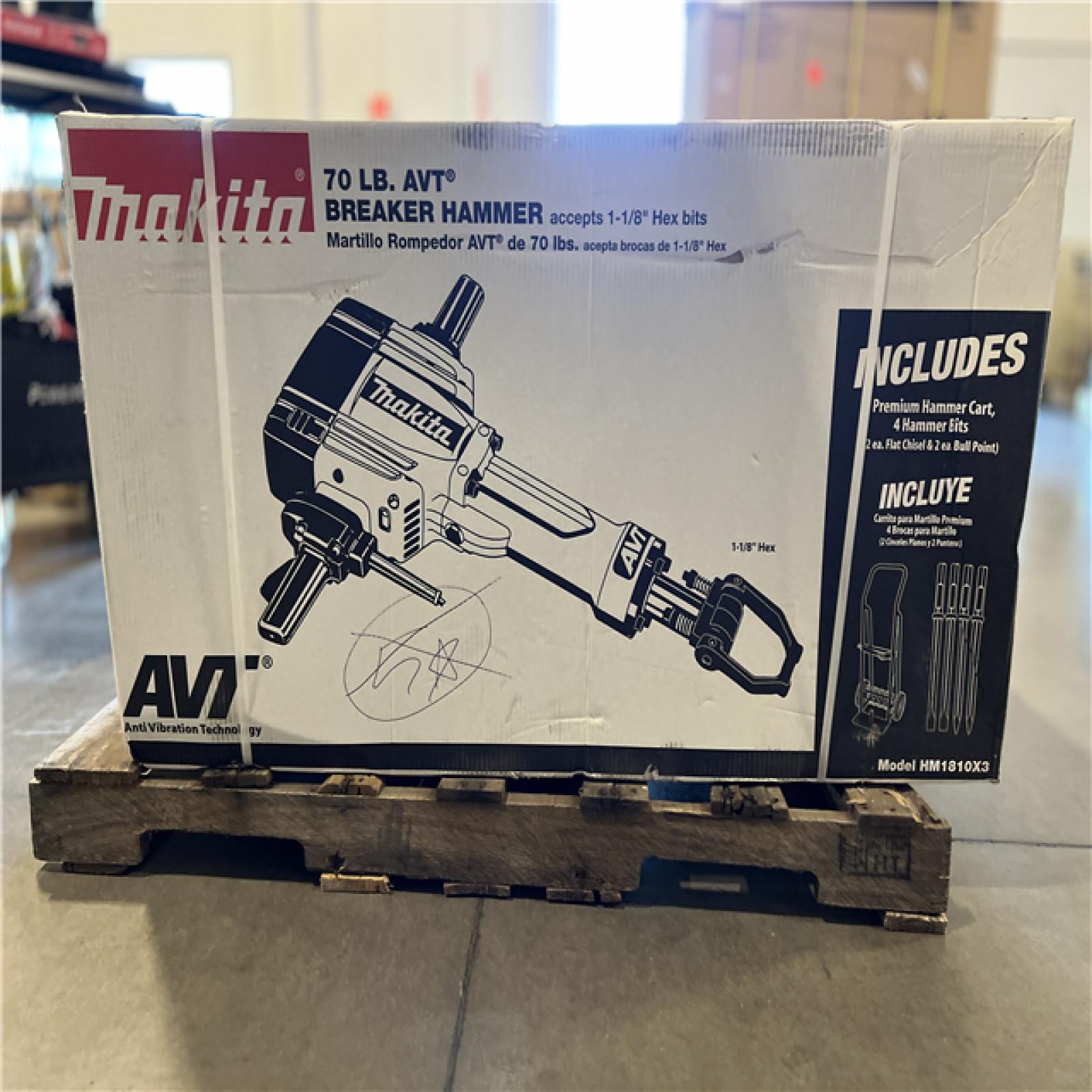 DALLAS LOCATION - Makita 15 Amp 1-1/8 in. Hex Corded 70 lb. AVT Breaker Hammer with Anti-Vibration Technology  Cart and (4) Bits