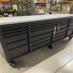 DALLAS LOCATION -HUSKY Tool Storage 84 in. W x 24 in. D Heavy Duty Mobile Workbench Tool Chest with Stainless Steel Work Top in Matte Black