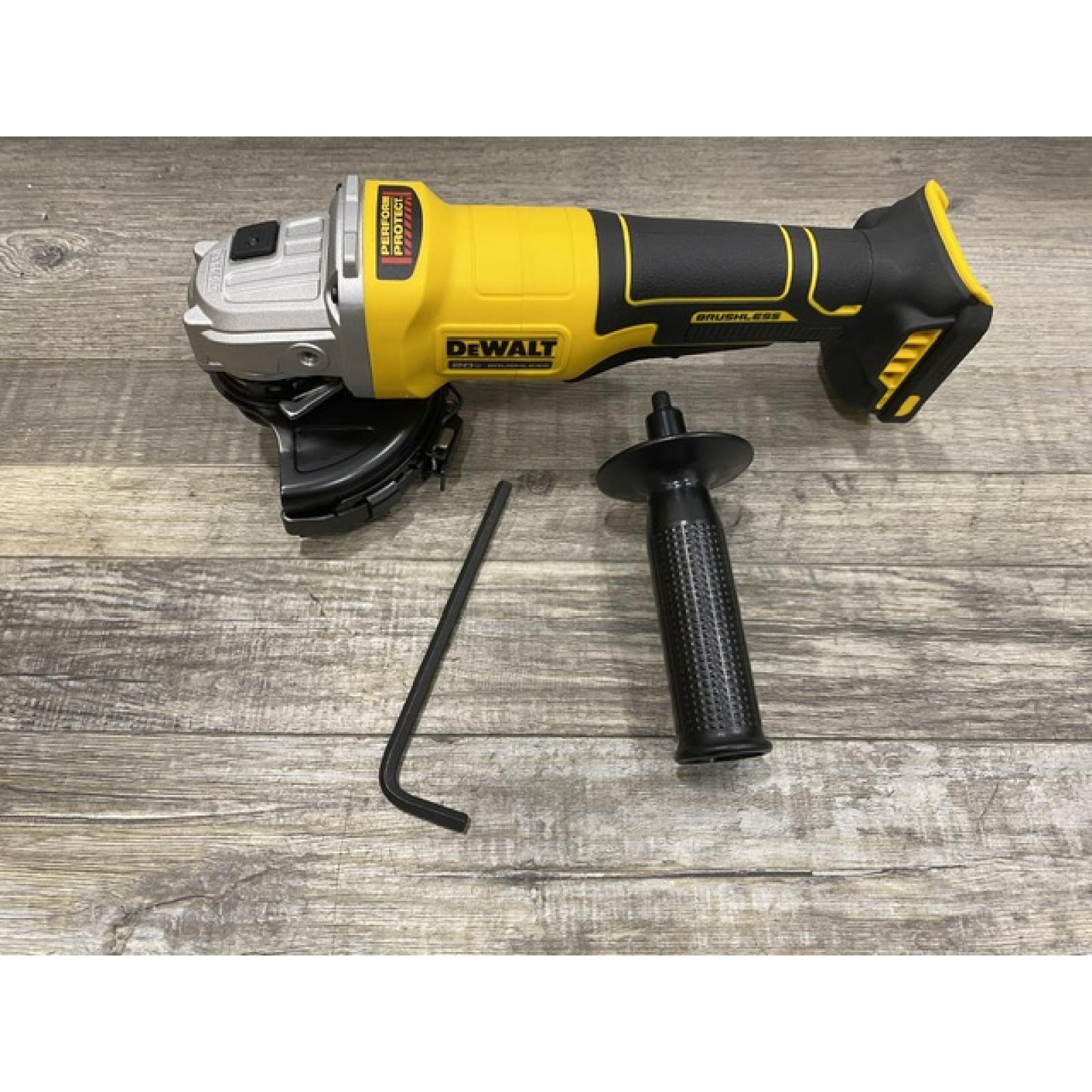 AS-IS DEWALT 20V MAX Cordless Brushless 4-1/2 in. Angle Grinder with Paddle Switch (Tool Only)