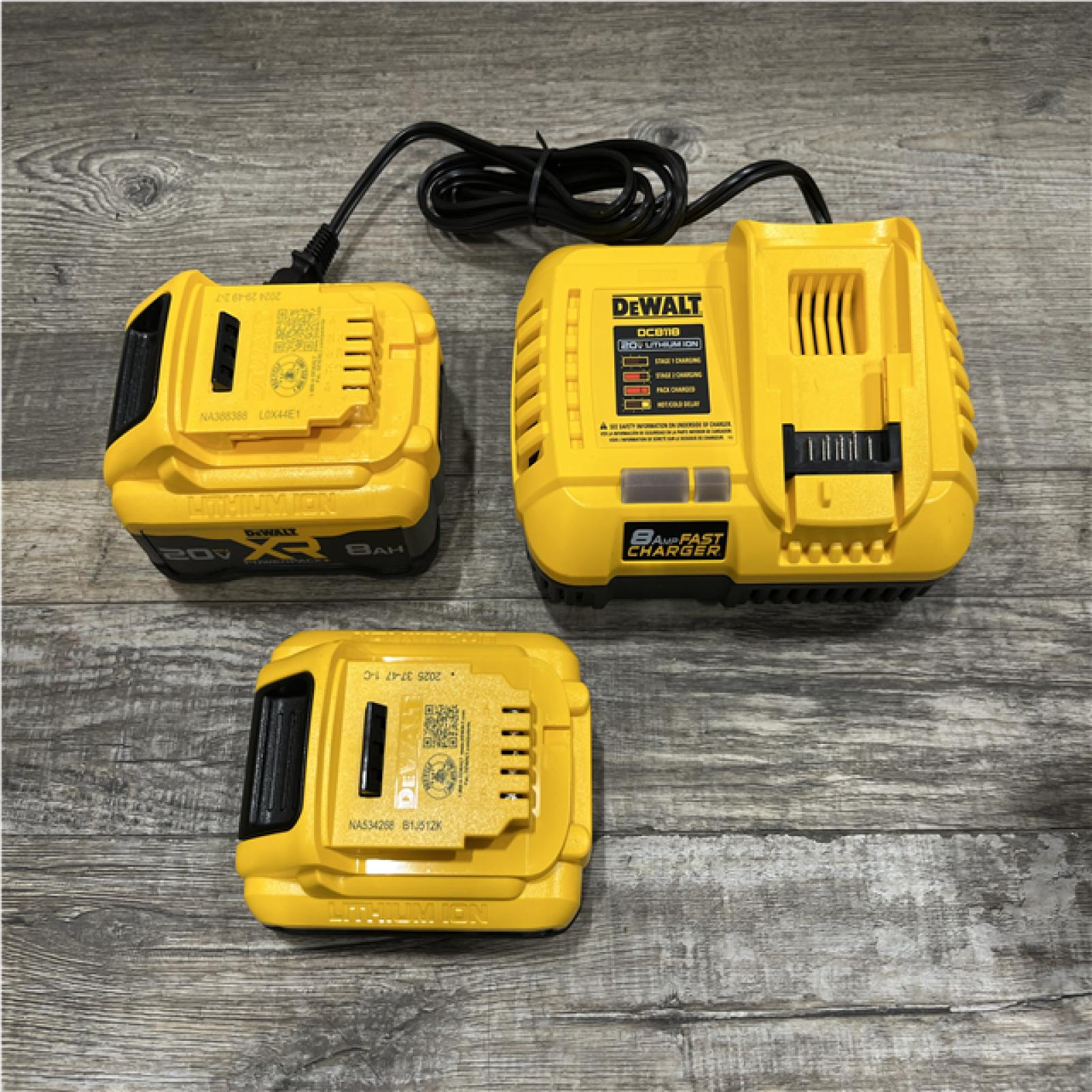 AS-IS DEWALT 20V XR Lithium-Ion Starter Pack with 8.0 Ah and 4.0 Ah Battery Packs and Charger
