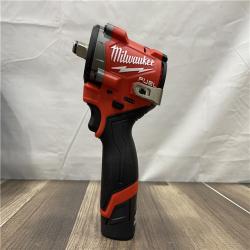 AS-IS Milwaukee FUEL 12V Li-Ion Brushless Cordless Stubby 1/2 in. Impact Wrench Kit