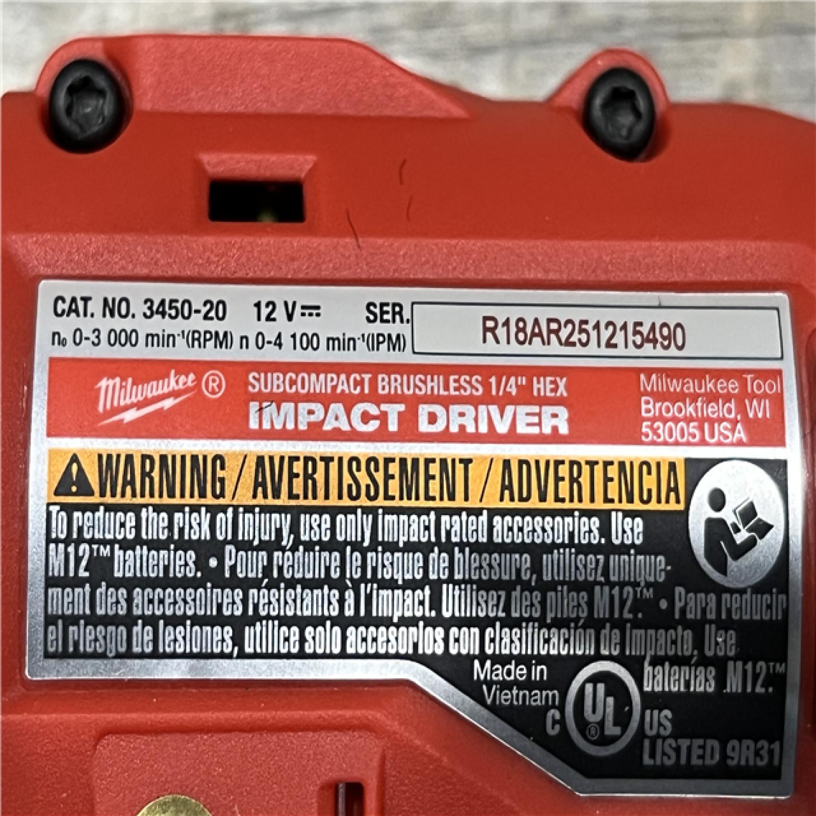 AS-IS Milwaukee 12-Volt Lithium-Ion Compact Brushless Cordless 1/4 in. Impact Driver Kit