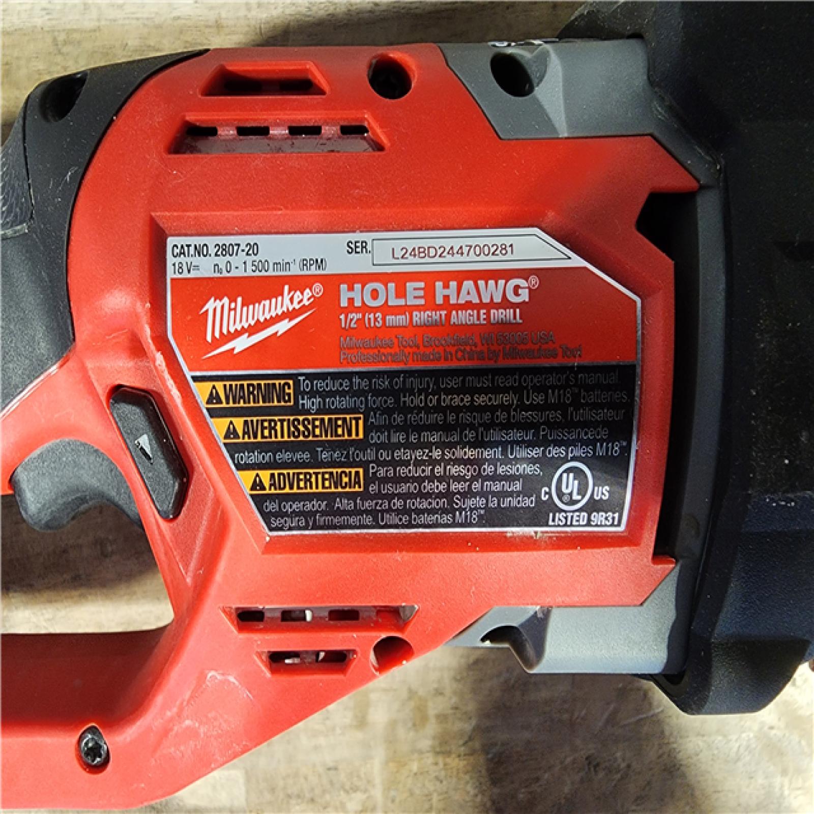 HOUSTON LOCATION - AS-IS Milwaukee M18 FUEL GEN II Brushless Cordless 1/2 in. Hole Hawg Right Angle Drill (Tool-Only)