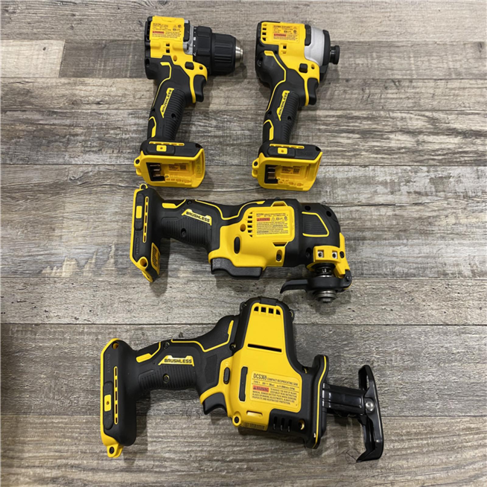LIKE NEW - DEWALT ATOMIC 20-Volt Lithium-Ion Cordless Brushless (4-Tool) Combo Kit