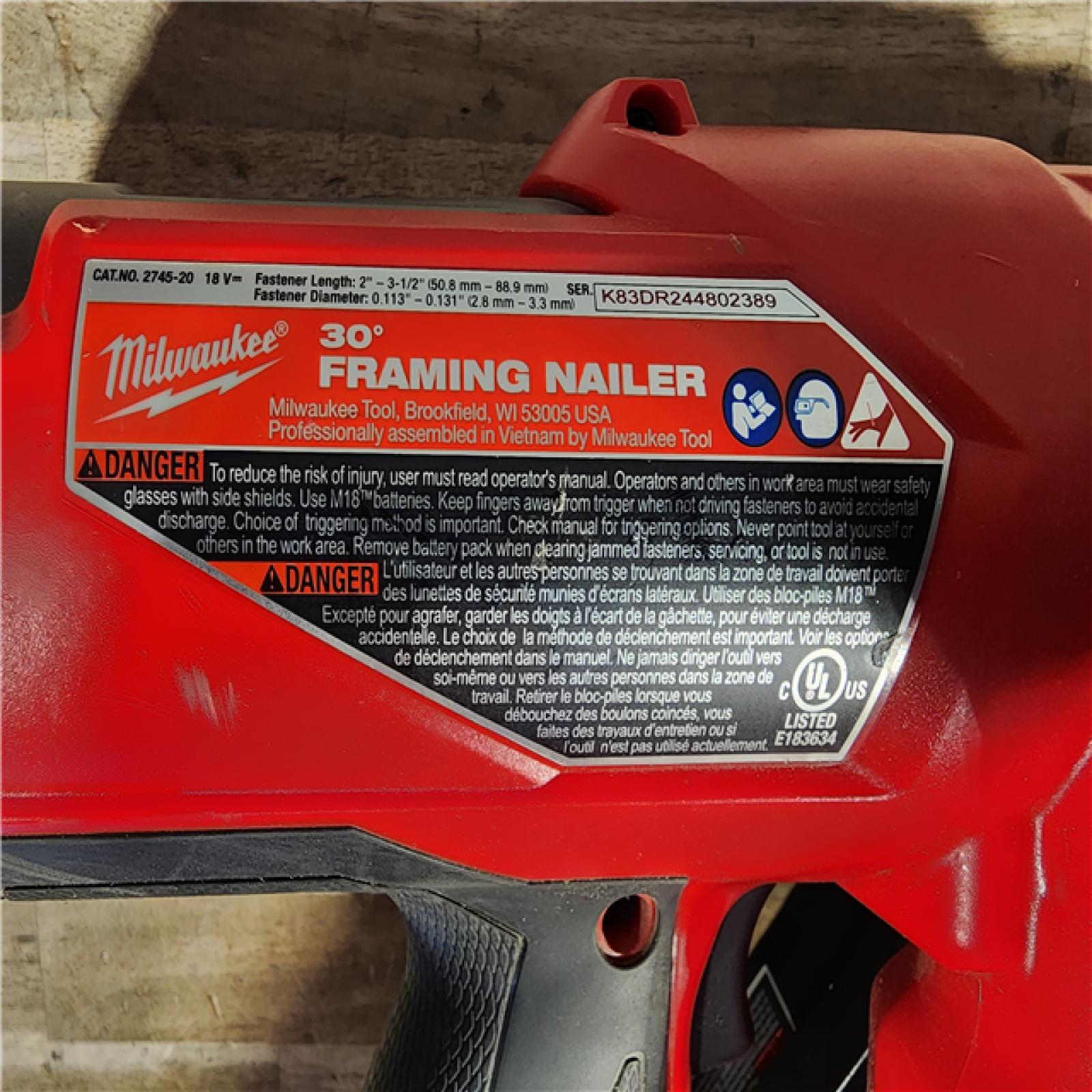 HOUSTON LOCATION - AS-IS Milwaukee M18 FUEL 30 Degree Framing Nailer (TOOL ONLY)