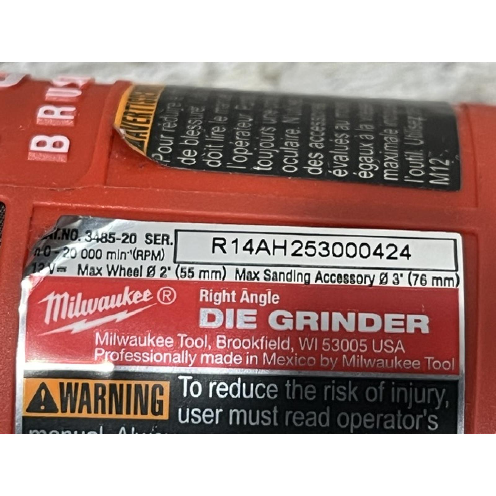 AS-IS Milwaukee FUEL 12V Lithium-Ion Brushless Cordless 1/4 in. Right Angle Die Grinder (Tool-Only)