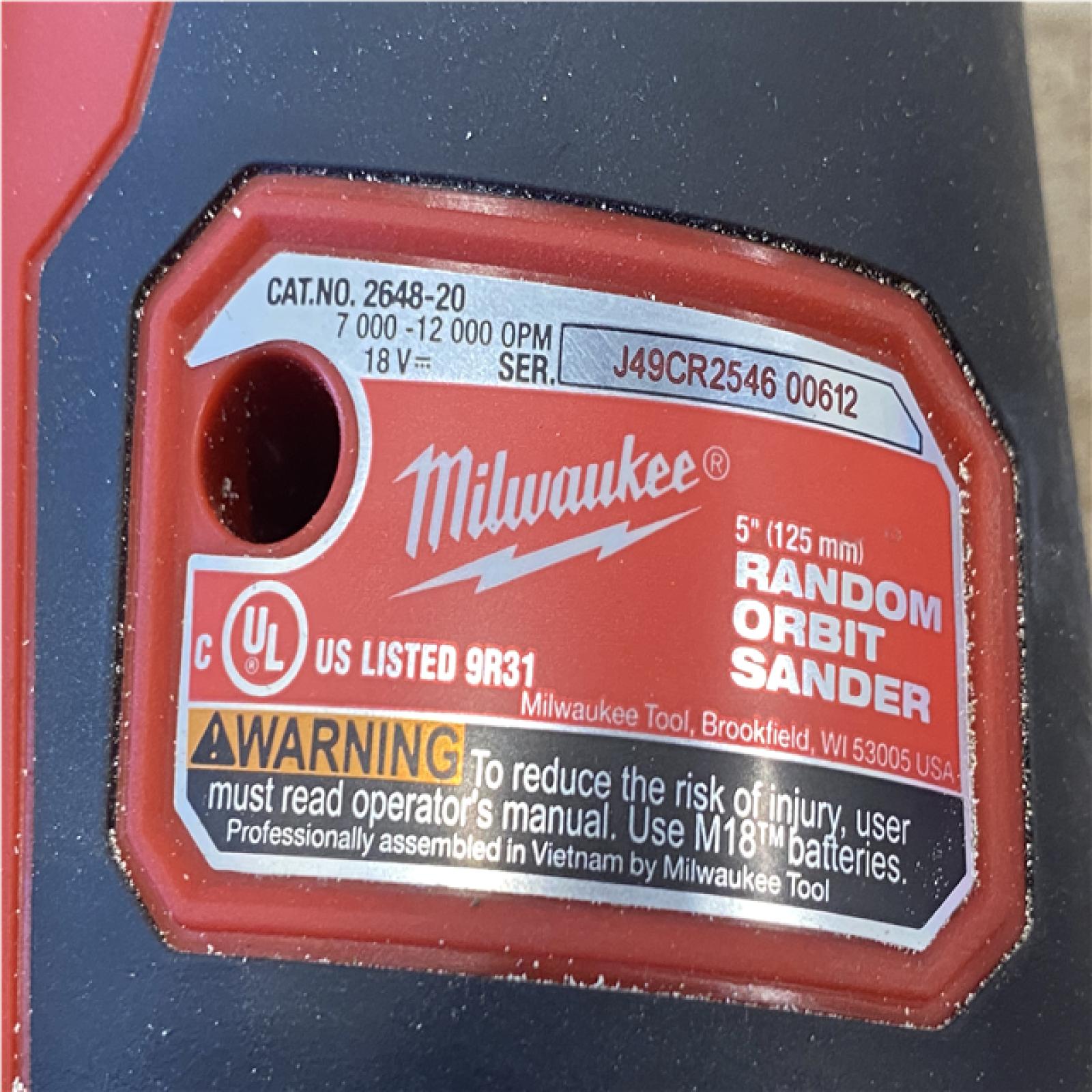 AS-IS Milwaukee 18V Lithium-Ion Cordless 5 in. Random Orbit Sander (Tool-Only)