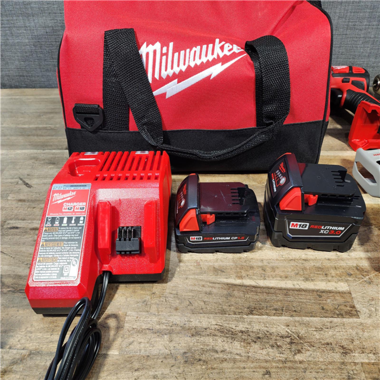 HOUSTON LOCATION - AS-IS M18 18V Lithium-Ion Cordless Combo Kit (5-Tool) with (2) Batteries  Charger and Tool Bag