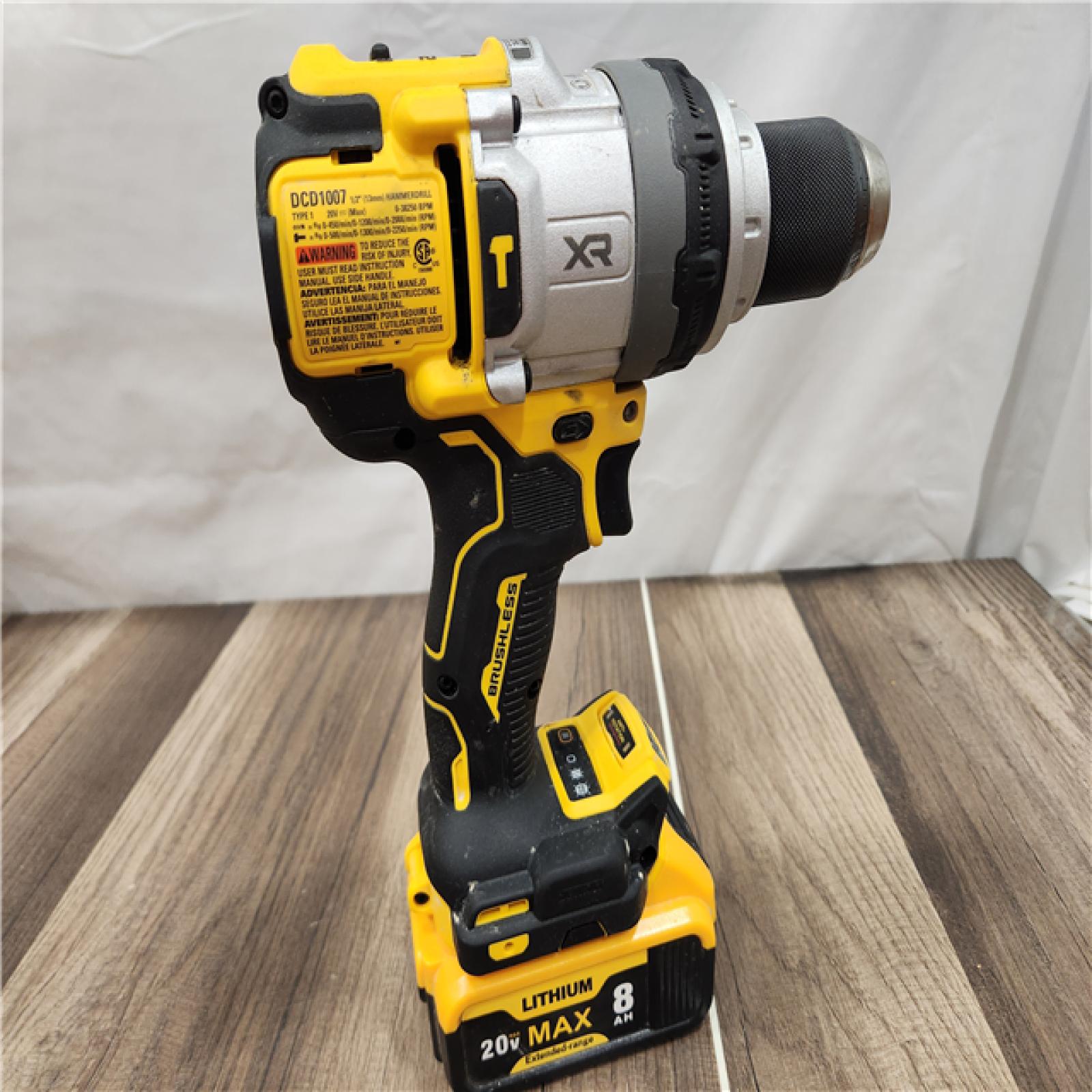 AS-IS DEWALT 20V XR Lithium-Ion Cordless Hammer Drill Kit with 8.0 Ah Battery, Charger and Kit Bag