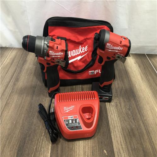 AS-IS Milwaukee FUEL 12-Volt Lithium-Ion Brushless Cordless Hammer Drill and Impact Driver Combo Kit