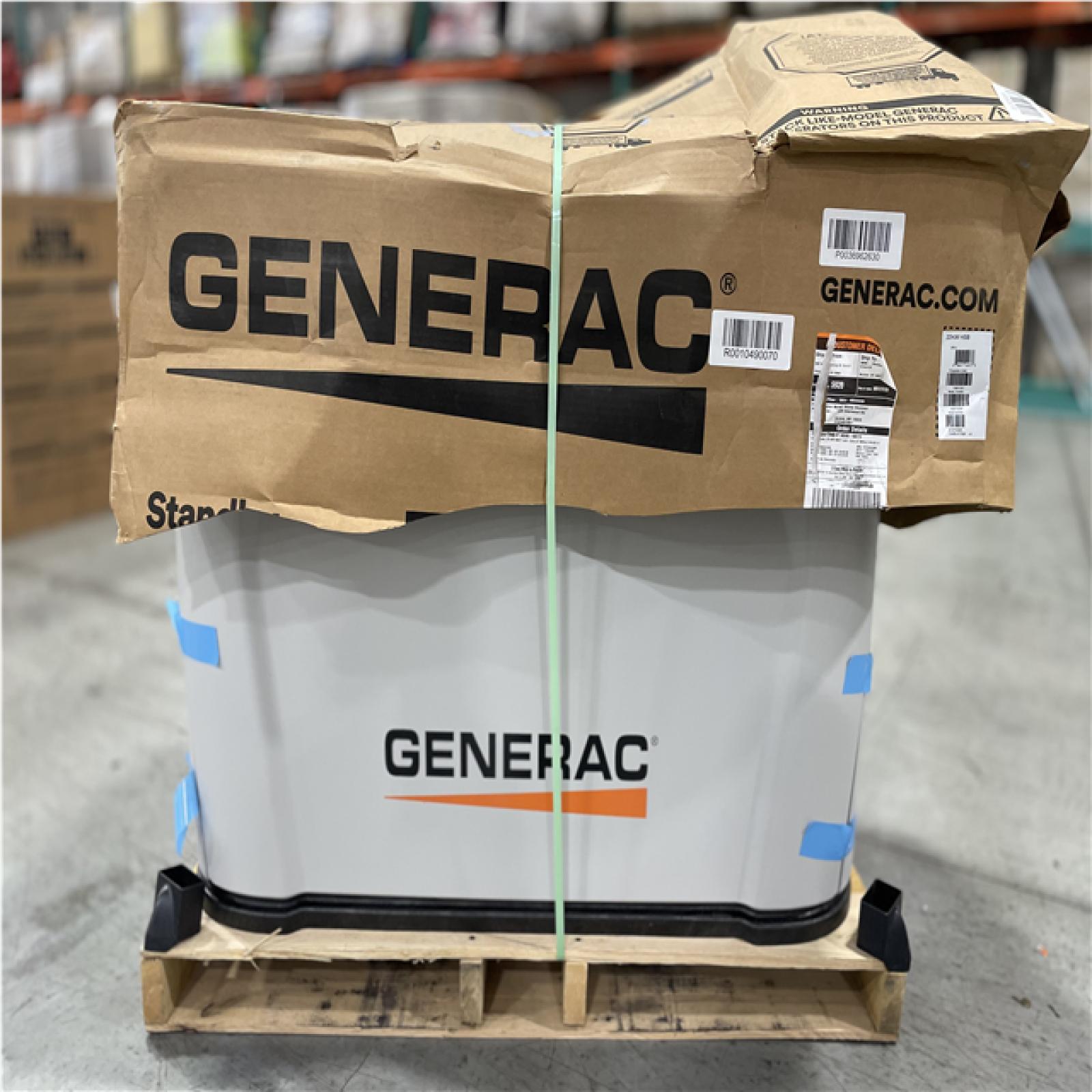 DALLAS LOCATION- AS-IS GENERAC 22KW Air-Cooled Auto Start Natural Gas or Propane Whole House Generator and 200 Amp Transfer Switch w/ Smart Monitoring