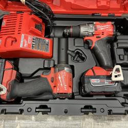 AS-IS Milwaukee FUEL 18V Lithium-Ion Brushless Cordless Hammer Drill and Impact Driver Combo Kit